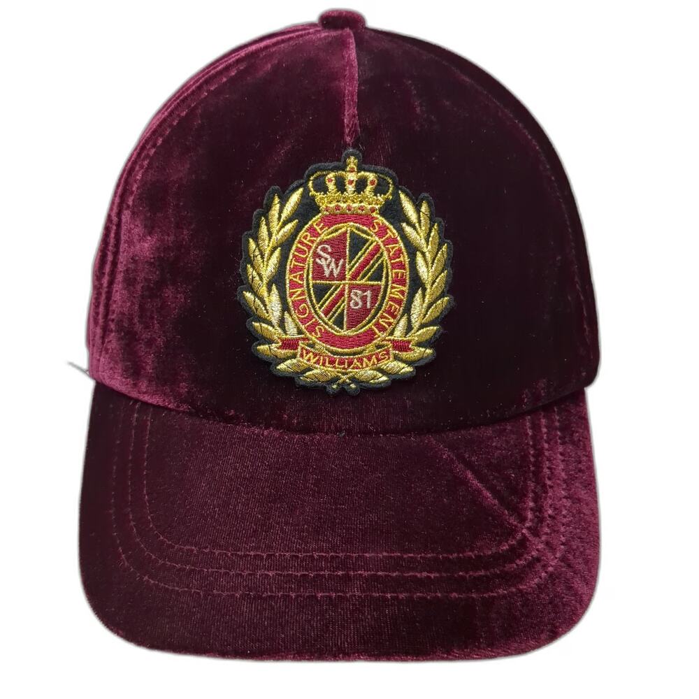 Serena Williams Baseball Cap Red OSFM Velvet Crest Embroidered Adjustable Hat